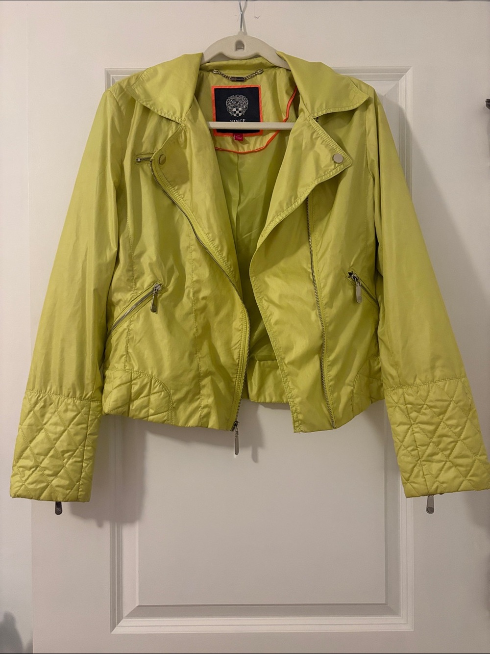 Vine Camuto Lime Green Lightweight Quilted Sleeve Jacket